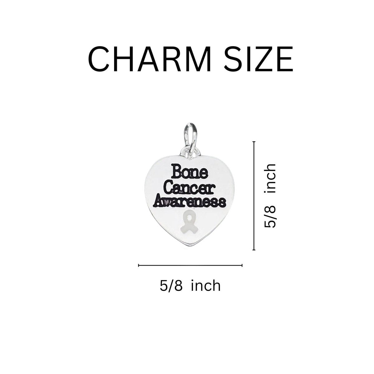 12 Pairs Bone Cancer Awareness Heart Charm Hanging Earrings - Fundraising For A Cause