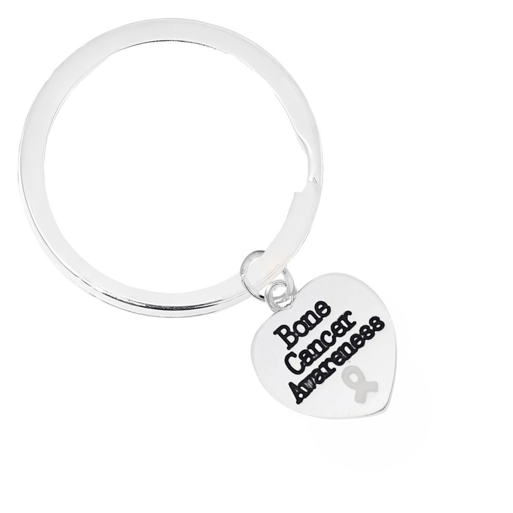 Bone Cancer Awareness Heart Charm Split Style Key Chains - Fundraising For A Cause