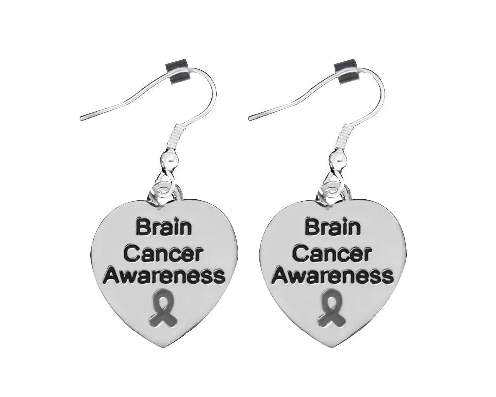 12 Pairs Brain Cancer Awareness Heart Earrings - Fundraising For A Cause