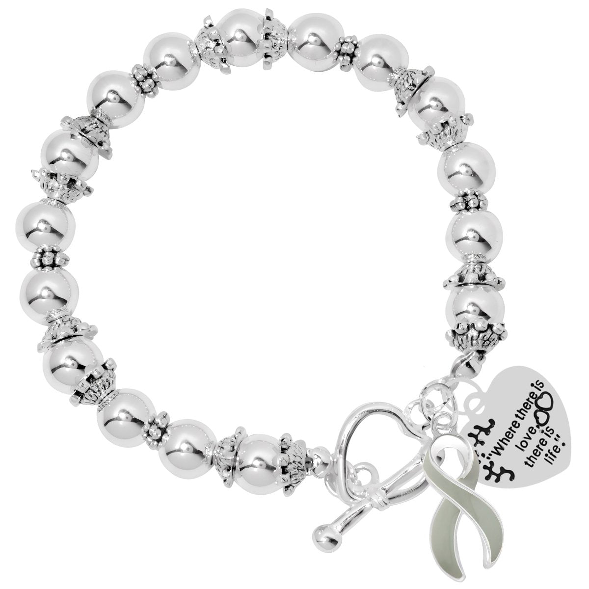Brain Cancer Awareness Where There Is Love Ribbon Bracelets