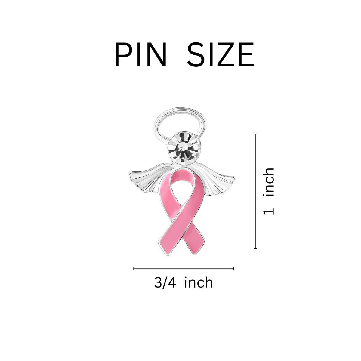 25 Pack Pink Breast Cancer Ribbon Angel Pins - Fundraising For A Cause