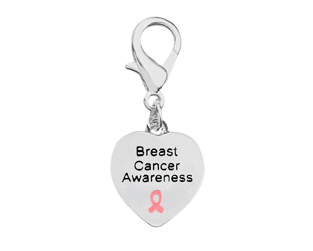 Breast Cancer Awareness Heart Hanging Charms