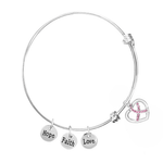 Breast Cancer Crystal Ribbon Retractable Charm Bracelets - Fundraising For A Cause