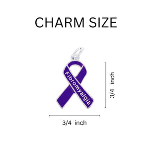 Fibromyalgia Purple Ribbon Chunky Charm Bracelets