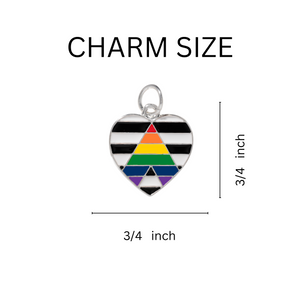 Straight Ally LGBTQ Pride Heart Charm Partial Beaded Bracelets