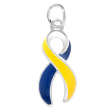 Load image into Gallery viewer, Large Blue &amp; Yellow Ribbon Charms - Fundraising For A Cause