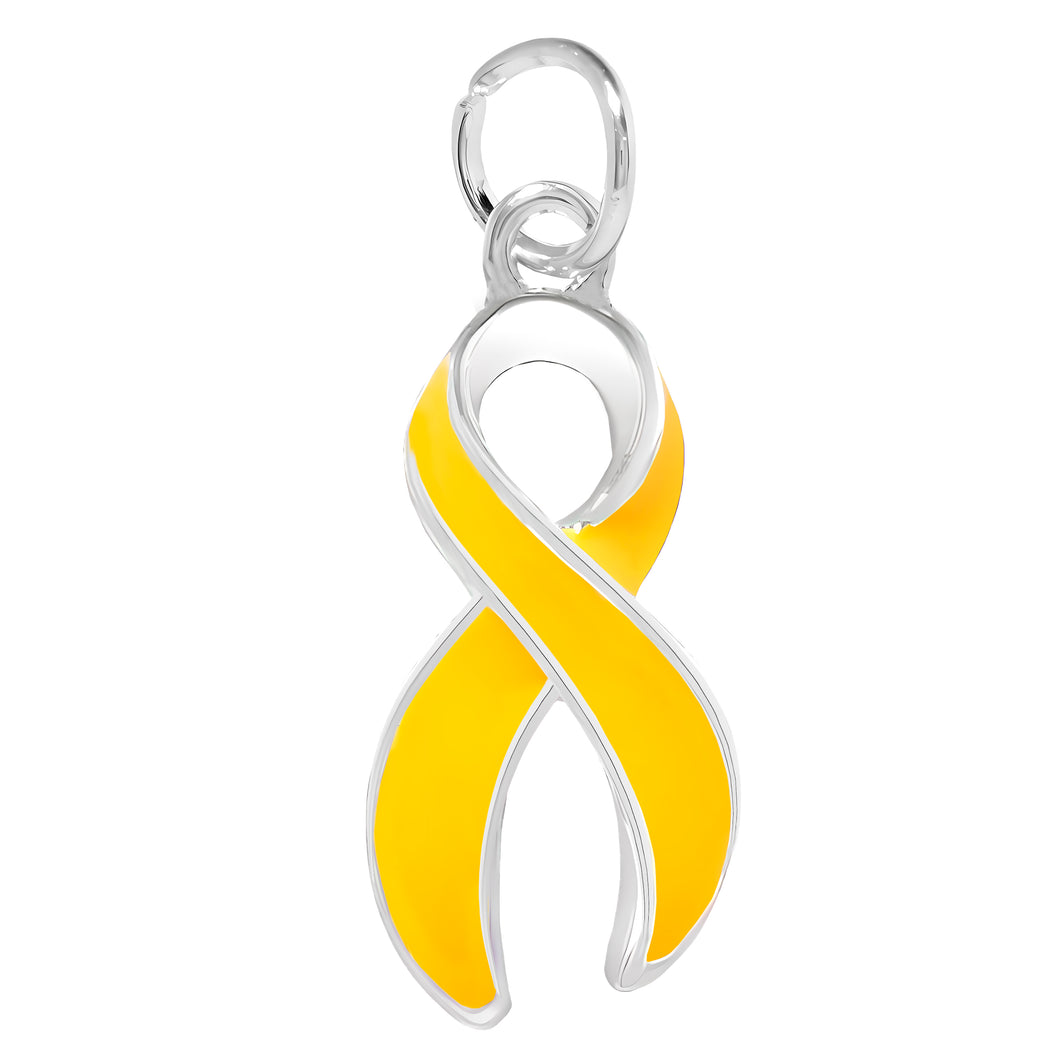 Bulk Gold Ribbon Charms for Jewelry Making, Childhood Cancer Charms