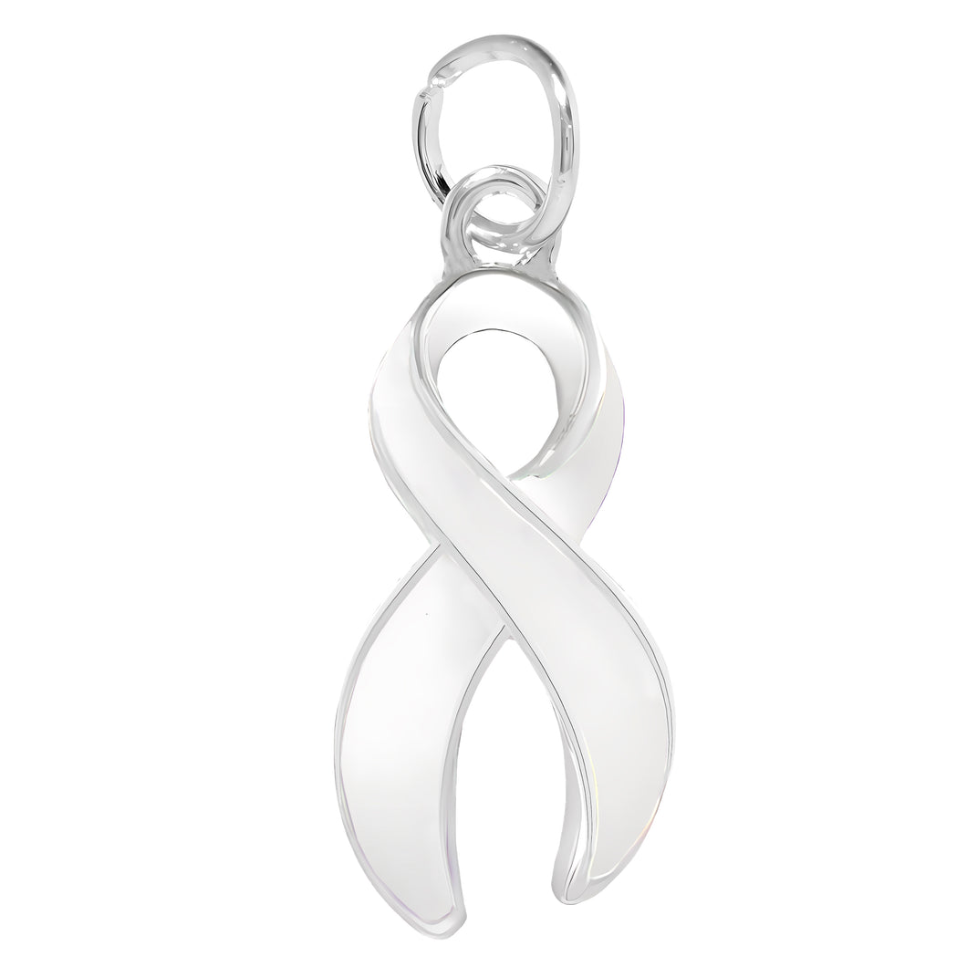 Large White Ribbon Awareness Charms - Fundraising For A Cause