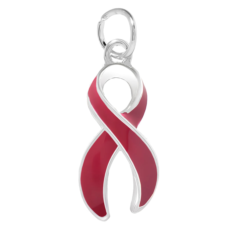 Large Burgundy Ribbon Charms - Fundraising For A Cause