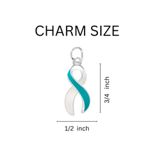 Load image into Gallery viewer, 25 Pack Large Teal &amp; White Ribbon Charms (25 Charms)