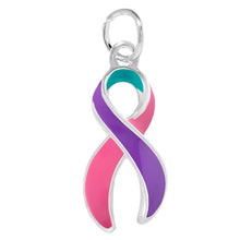 Load image into Gallery viewer, Large Pink &amp; Purple &amp; Teal Ribbon Charms - Fundraising For A Cause