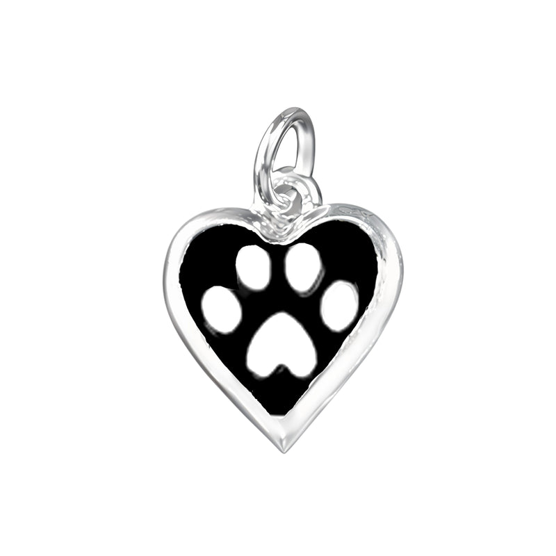 10 Pack Paw Print Heart Charms (10 Charms)