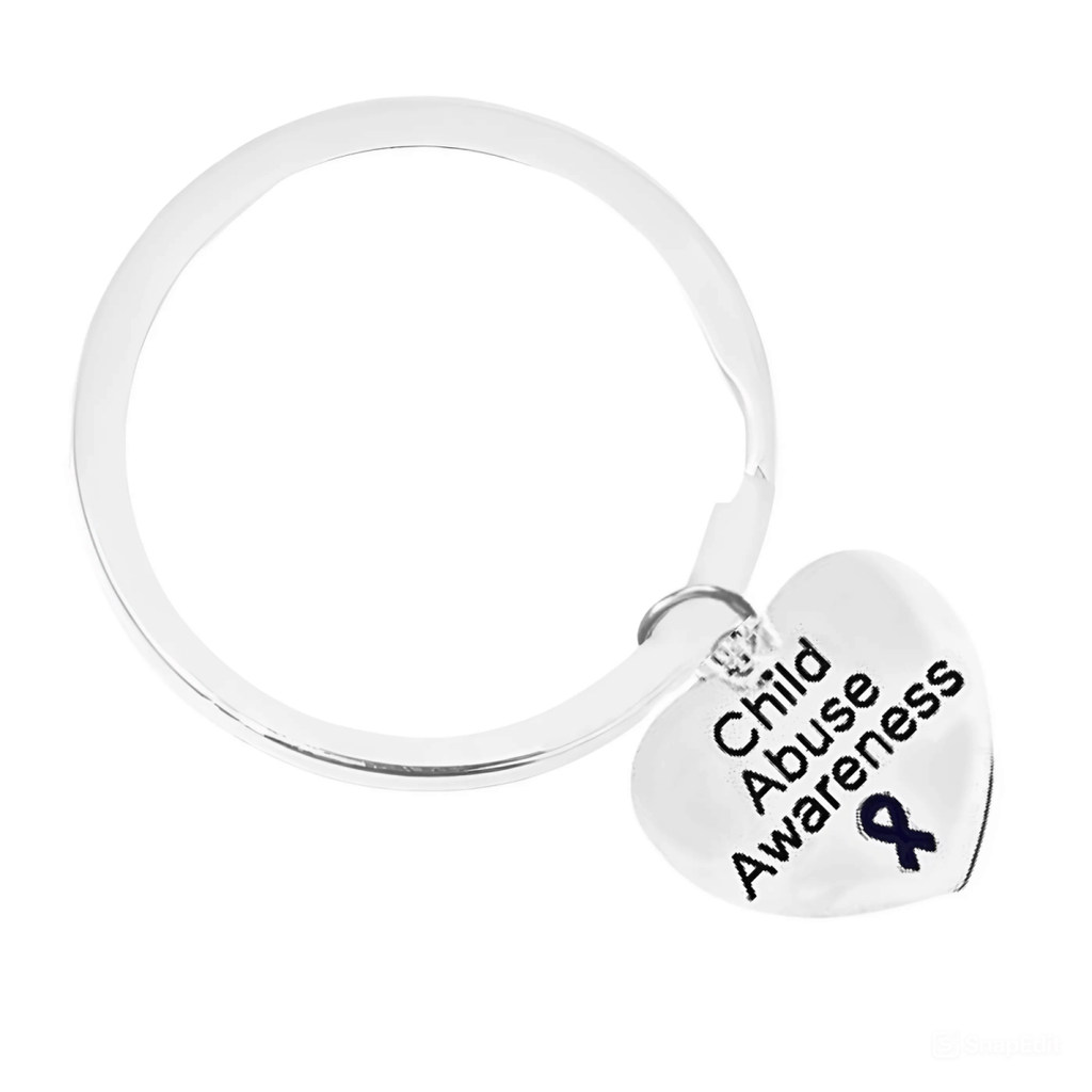 12 Pack Child Abuse Heart Charm Split Style Key Chains (12 Key Chains) - Fundraising For A Cause