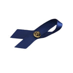 Bulk Satin Colon Cancer Ribbon Pins, Dark Blue Ribbon Pins - Pin Back