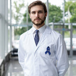 Satin Colon Cancer Ribbon Pins, Dark Blue Ribbon Pins in Bulk