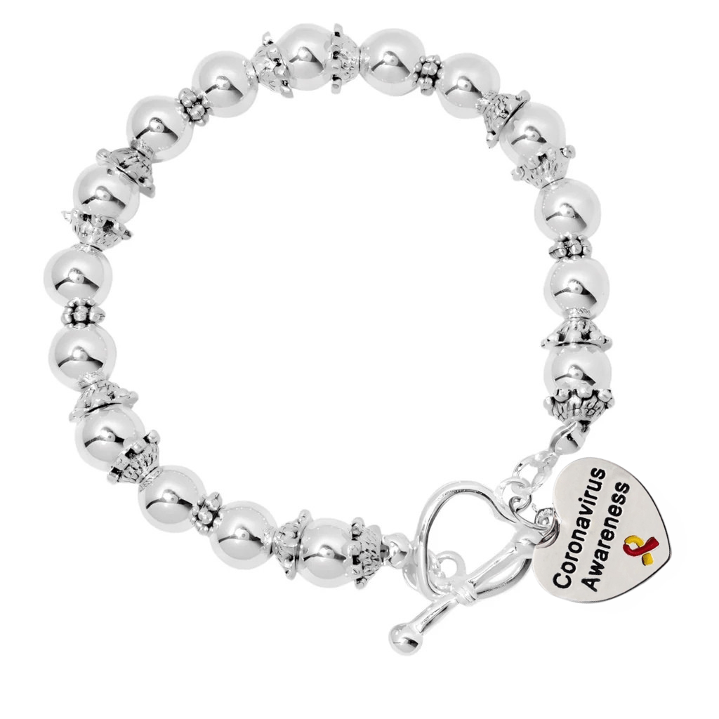 Coronavirus (COVID - 19) Awareness Heart Beaded Charm Bracelets - Fundraising For A Cause