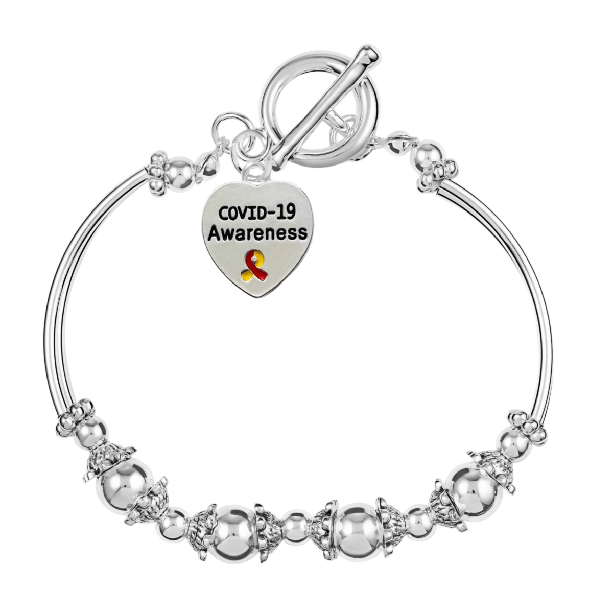 Coronavirus Awareness Heart Partial Beaded Bracelet