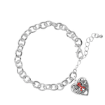 5 Pack Decorative Heart Red Ribbon Chunky Charm Bracelets (5 Bracelets) - Fundraising For A Cause