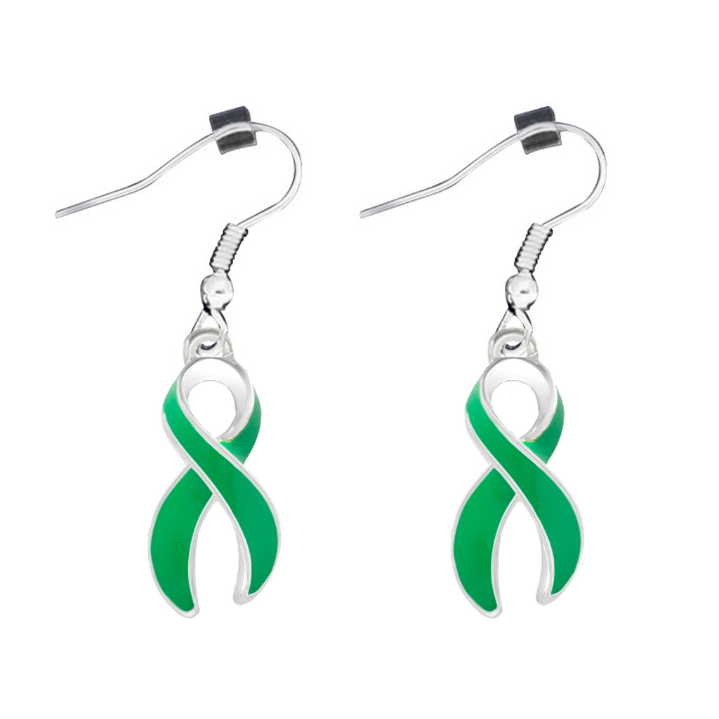 Green Ribbon Hanging Earrings - Fundraising For A Cause