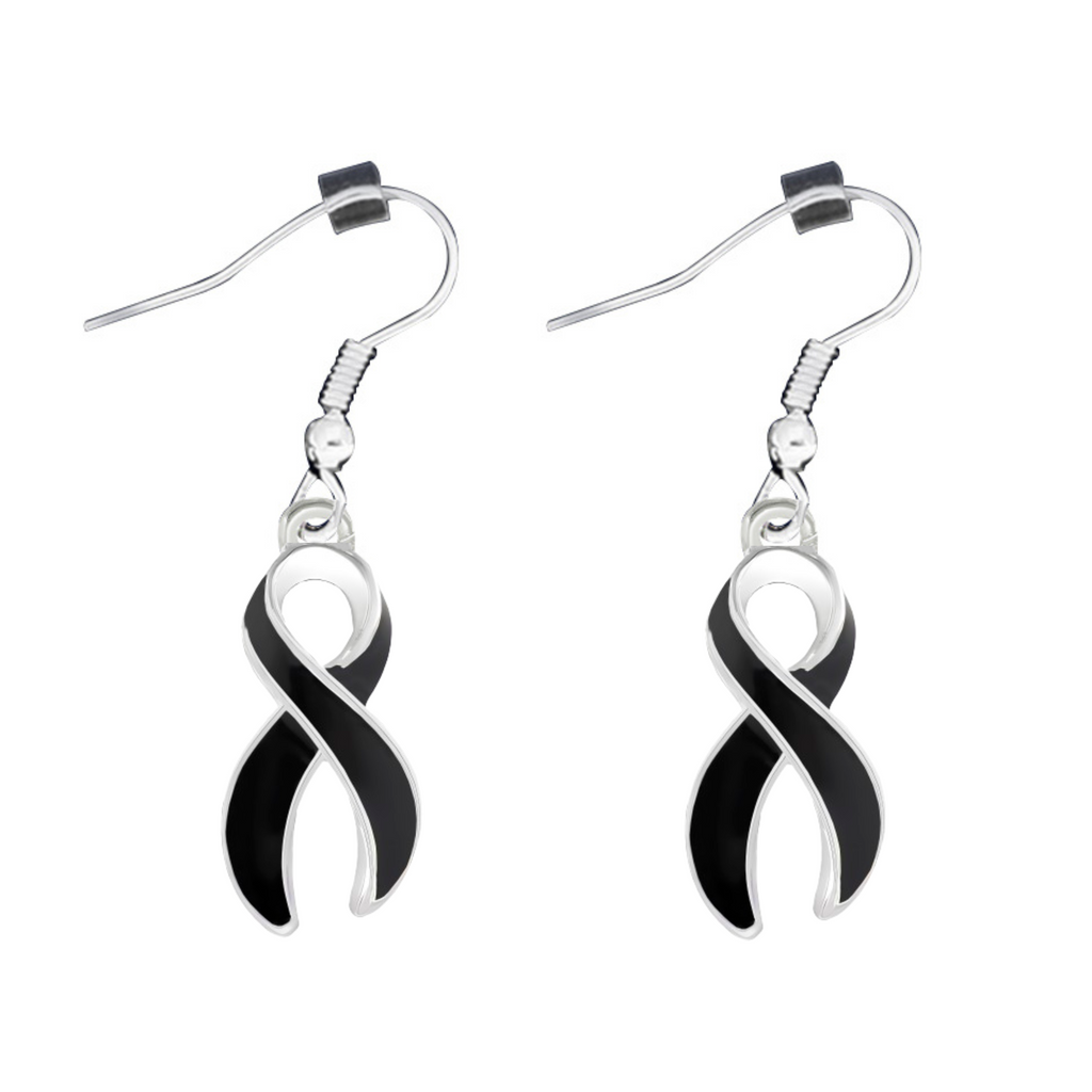 Large Black Ribbon Hanging Earrings - Fundraising For A Cause