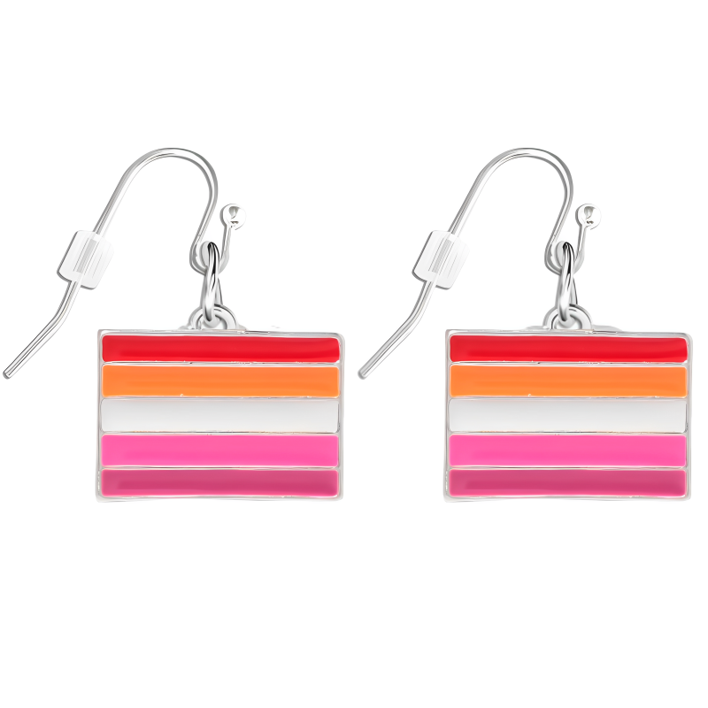 Lesbian Sunset Flag Hanging Earrings