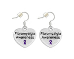 12 Pairs Fibromyalgia Awareness Purple Ribbon Heart Earrings - Fundraising For A Cause