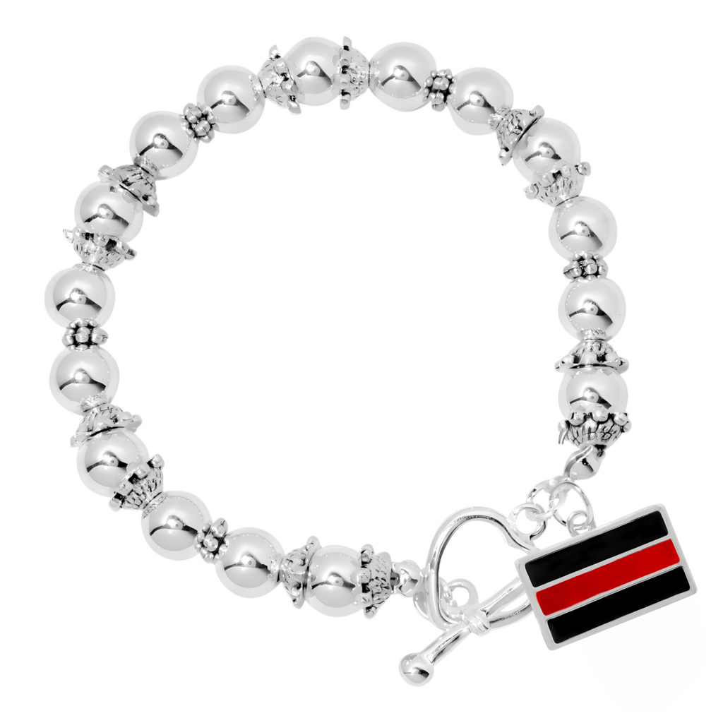 Firefighter Awareness red Line Beaded Charm Bracelets - Fundraising For A Cause