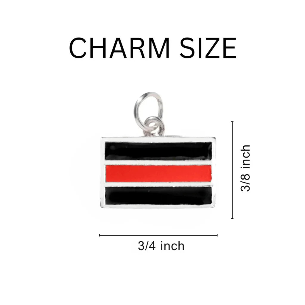 Firefighter Awareness red Line Beaded Charm Bracelets - Fundraising For A Cause