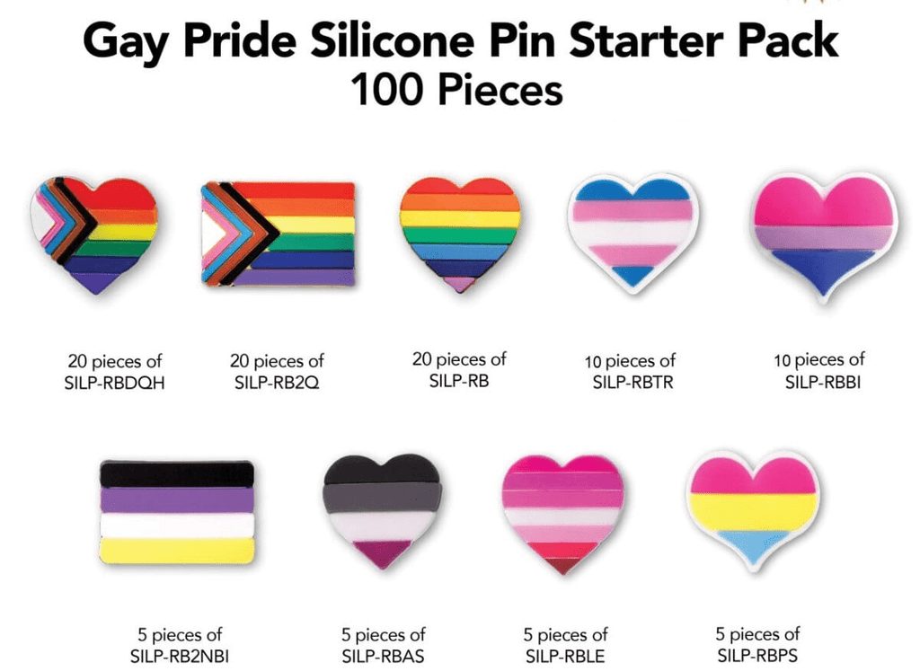 Gay Pride Silicone Pin Variety Pack Bundle (100 Pieces) - Fundraising For A Cause