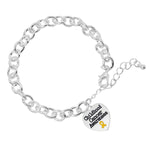 Gold Ribbon Childhood Cancer Heart Chunky Charm Bracelet - Fundraising For A Cause