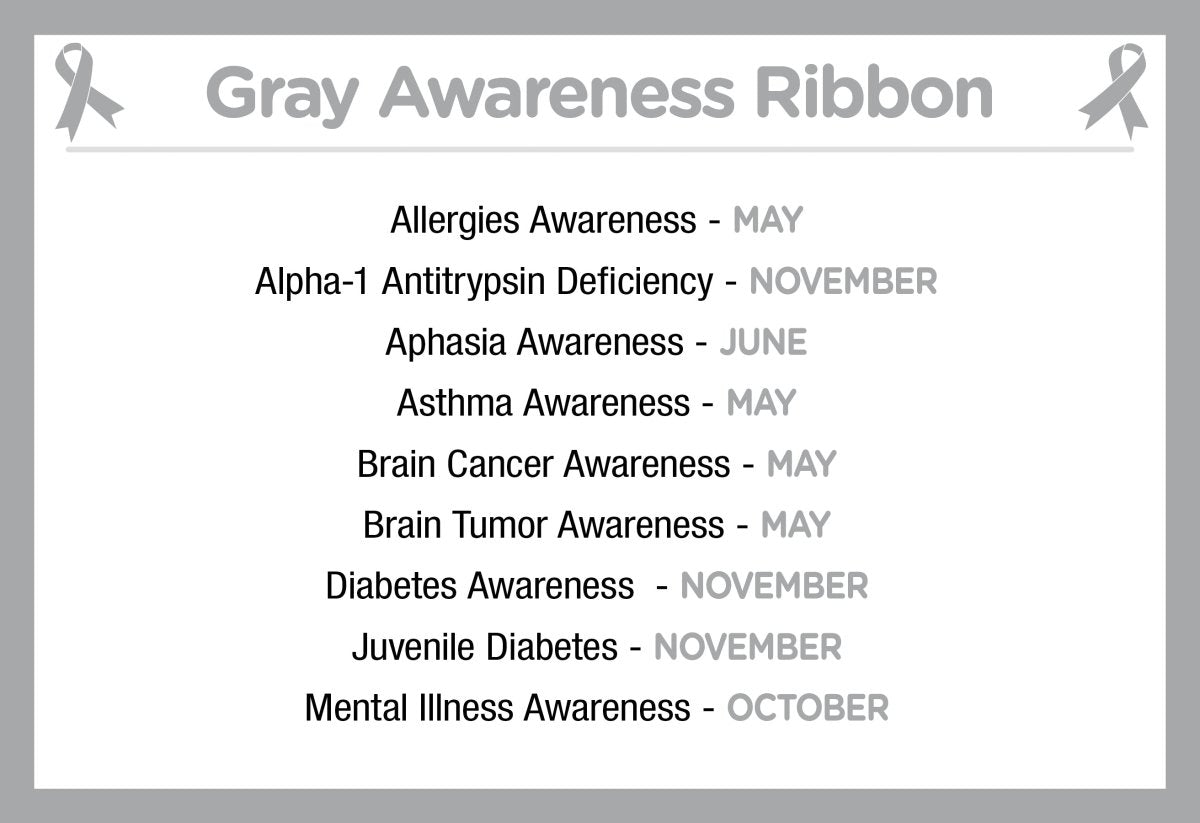 Adult Gray Awareness Silicone Bracelet Wristbands - Fundraising For A Cause