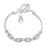 Gray Ribbon Charm Partial Beaded Bracelets - Fundraising For A Cause