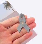 Gray Satin Ribbon Awareness Pins - Fundraising For A Cause