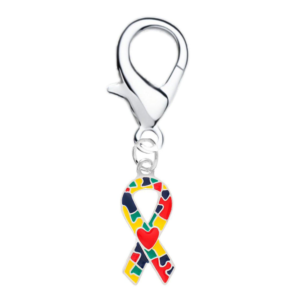 Autism Ribbon with Heart Hanging Charms Fundraising For A Cause