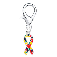 Load image into Gallery viewer, Autism Ribbon with Heart Hanging Charms