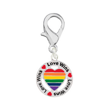 Load image into Gallery viewer, Round Rainbow Heart Love Wins Hanging Charms