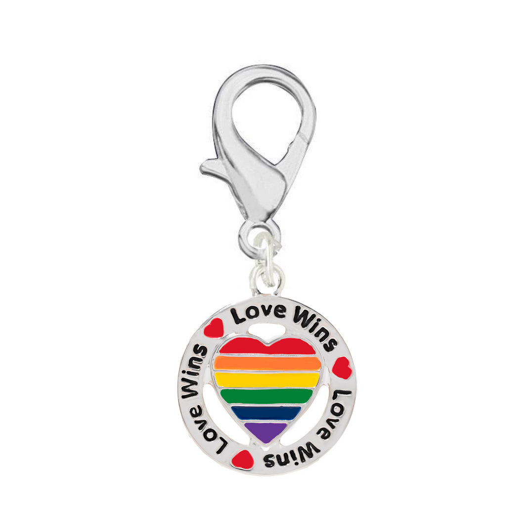 Round Rainbow Heart Love Wins Hanging Charms - Fundraising For A Cause