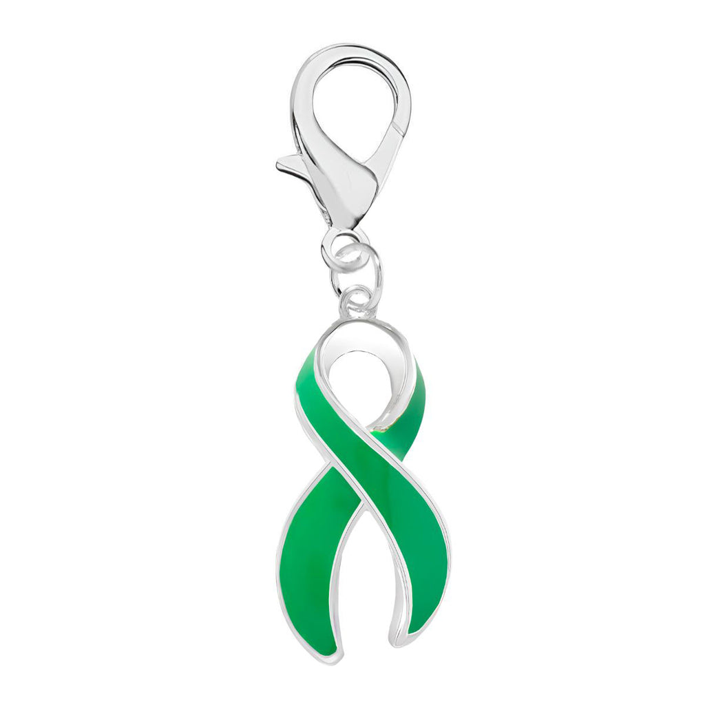 Bulk Large Green Ribbon Hanging Charms Wholesale, Awareness Jewelry