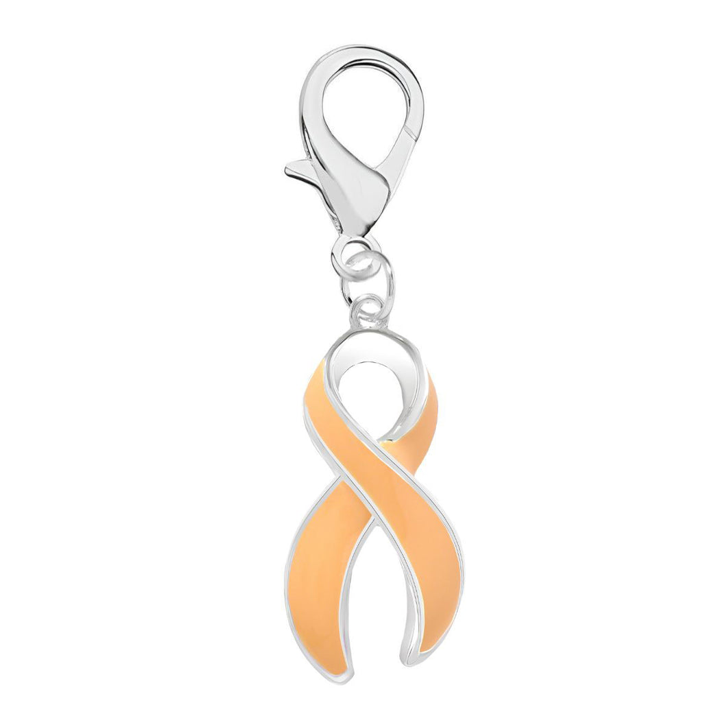 Bulk Large Peach Ribbon Hanging Charms Bulk, Uterine Cancer Awareness