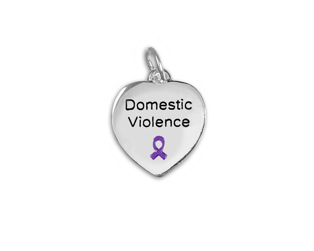 Bulk Purple Ribbon Domestic Violence Awareness Heart Charms Wholesale