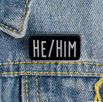 25 Pack He Him Black Rectangle Pronoun Silicone Pins (25 Pins) - Fundraising For A Cause