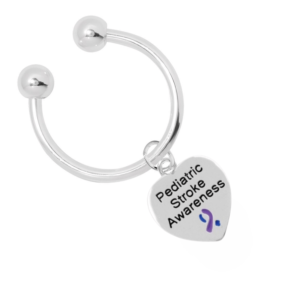 Heart Charm Pediatric Stroke Awareness Horseshoe Keychains - Fundraising For A Cause