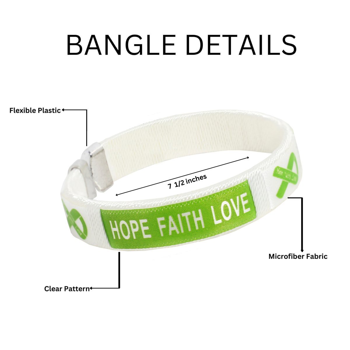 25 Hope Lime Green Ribbon Bangle Bracelets - Fundraising For A Cause