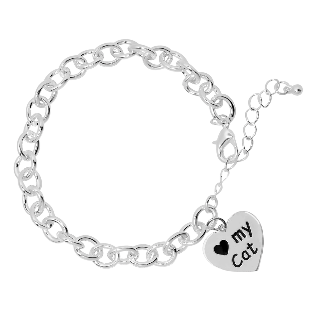 I Love My Cat Heart Charm Chunky Bracelets - Fundraising For A Cause