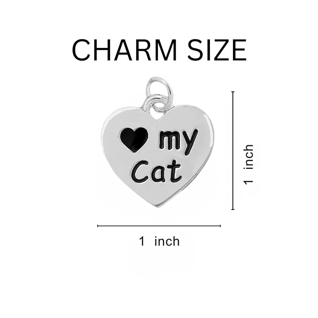 I Love My Cat Heart Charm Chunky Bracelets - Fundraising For A Cause