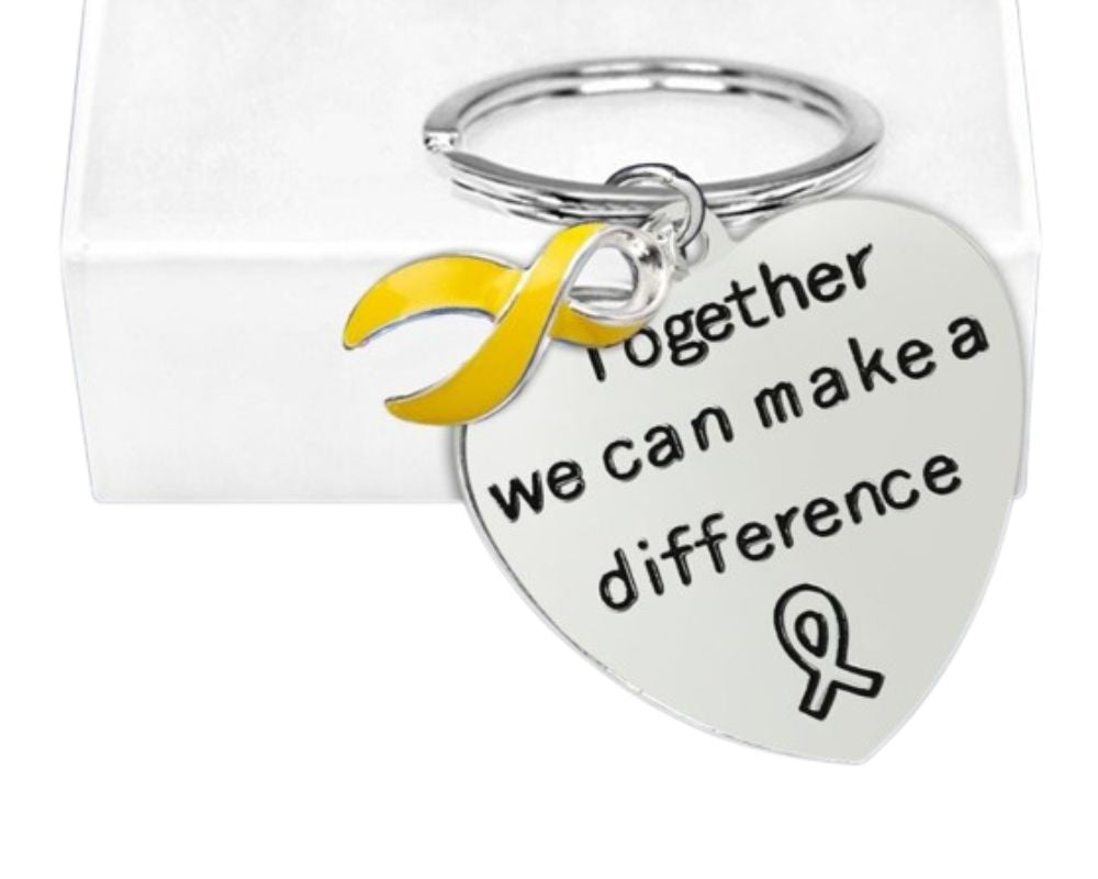 Big Heart Gold Ribbon Key Chains - Fundraising For A Cause