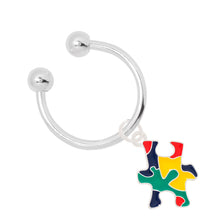 Load image into Gallery viewer, Autism Puzzle Piece Horseshoe Key Chains