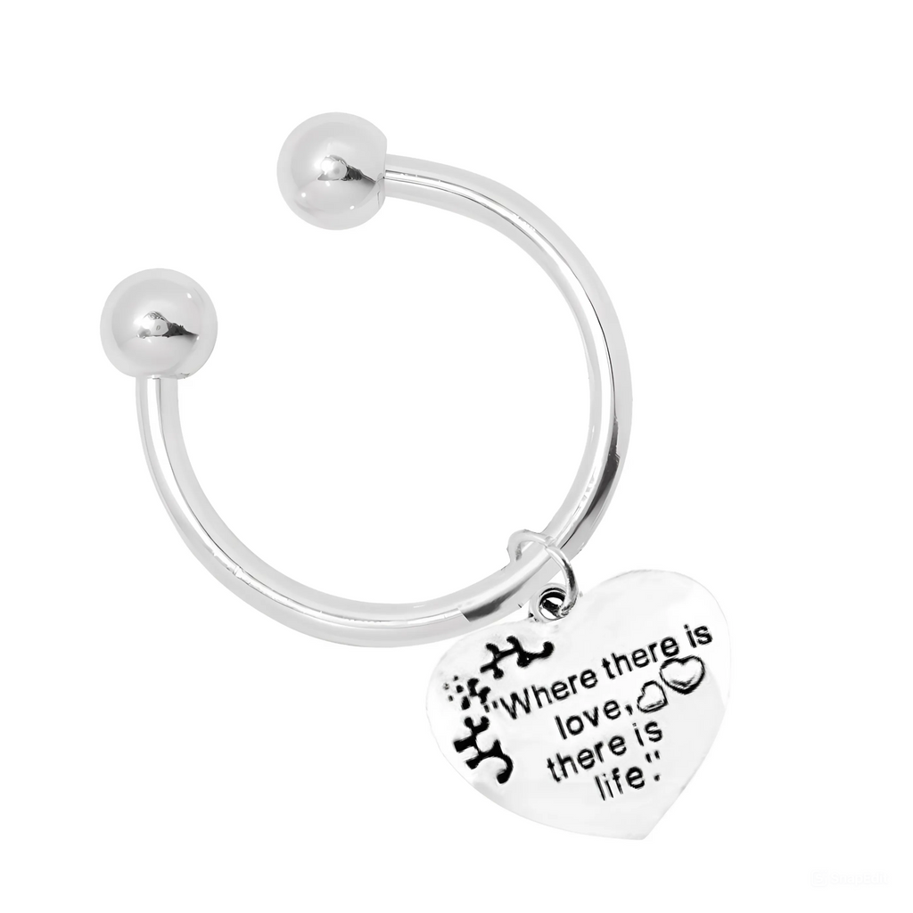 "Where there is love, there is life" Heart Charm Horseshoe Keychain Fundraising For A Cause