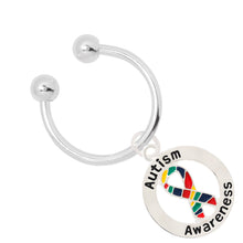 Load image into Gallery viewer, Round Autism Awareness Ribbon Horseshoe Key Chains