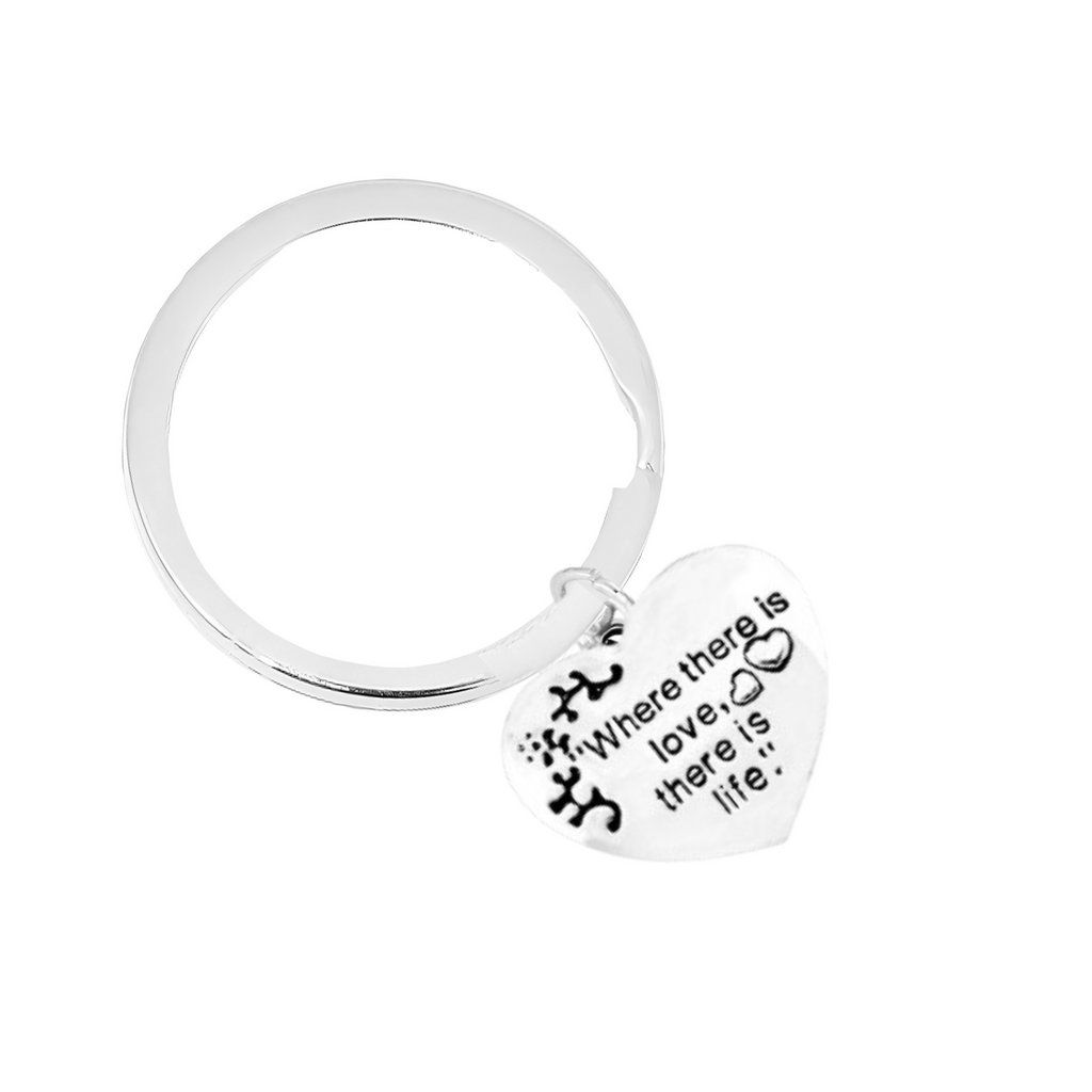 "Where there is love, there is life" Heart Charm Split Ring Keychain - Fundraising For A Cause